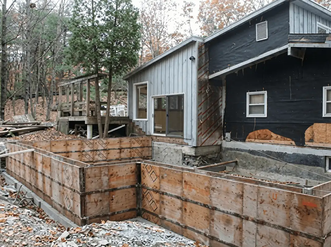 Prepared site with foundation forms for home remodeling and addition project in Hollywood, FL
